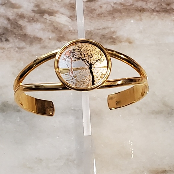 Vintage Jewelry - Vintage 24kt Gold Plate Tree Bracelet Reed&Barton